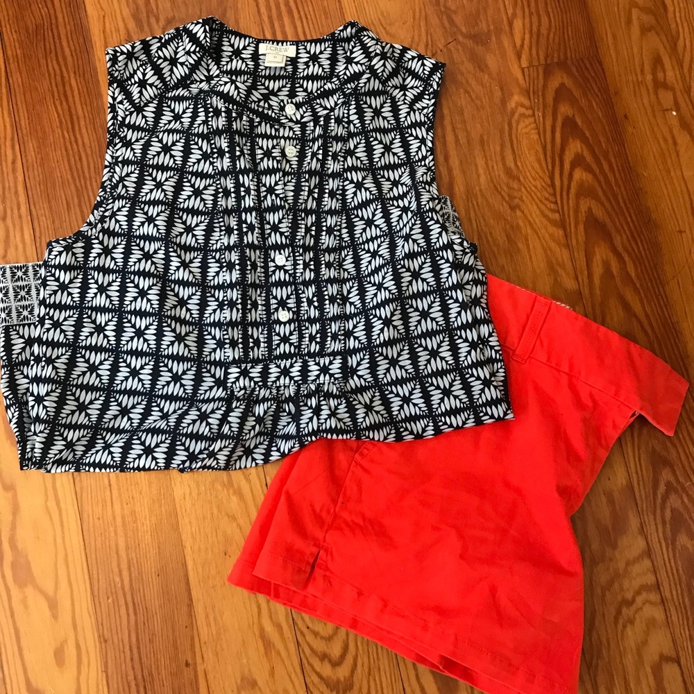 Jcrew navy and white printed tank (size 0)